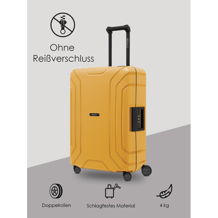 Набір валіз REDOLZ Hartschalen 3-х частинний (Dark Yellow) з TSA-замком | З міцного поліпропілену | 3-х точковий замок | 4 колеса