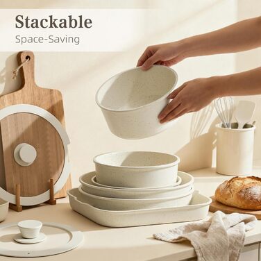 Набір посуду RIOVARM з індукційним дном: каструлі, сковороди та соусники з керамічним антипригарним покриттям, кухонні аксесуари, необхідні для приготування їжі