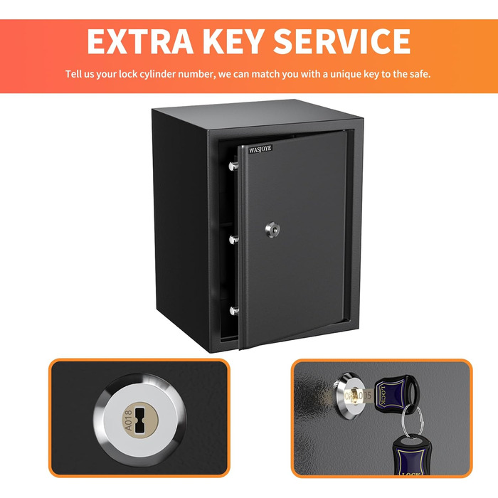 Safe Tresor WASJOYE: Сейф для дому та офісу з ключем, 49L, 45x35x31 см