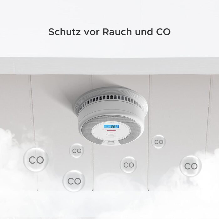 Датчик диму та монооксиду вуглецю X-Sense SC07, автономний, 10 років, з LCD-дисплеєм та кнопкою тестування, 360° моніторинг, автоматична перевірка, з можливістю радіомережі (1 шт.)