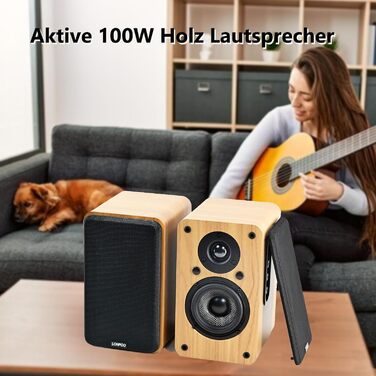 Активний динамік Bluetooth 100 Вт, 4 НЧ, HDMI ARC, оптичний, RCA, USB, AUX, пульт дистанційного керування (жовтий)