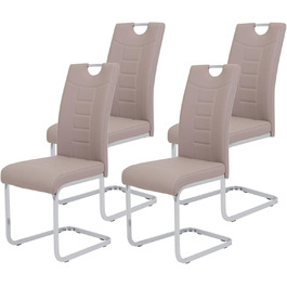 Набір з 4 кухонних стільців Hela Ruby, штучна шкіра капучино, металевий каркас, хромована ручка, до 140 кг