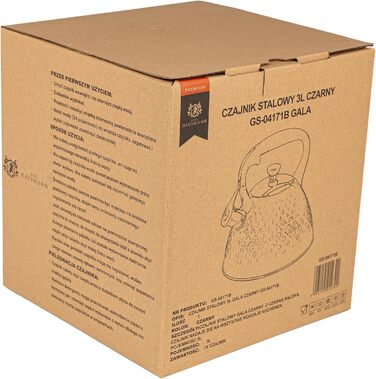 Чайник для плити Induktion 3L, чорний, з авто-свистком, нержавіюча сталь