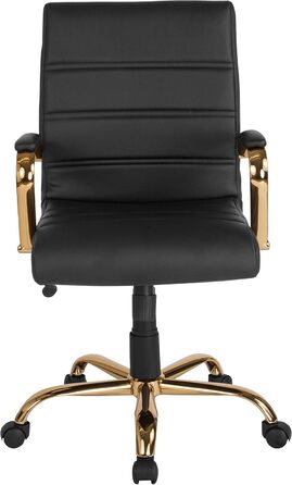 Офісний крісло Flash Furniture - крісло для шефа, біле шкіряне, з червоно-золотим каркасом, 61x58,5x103,5 см