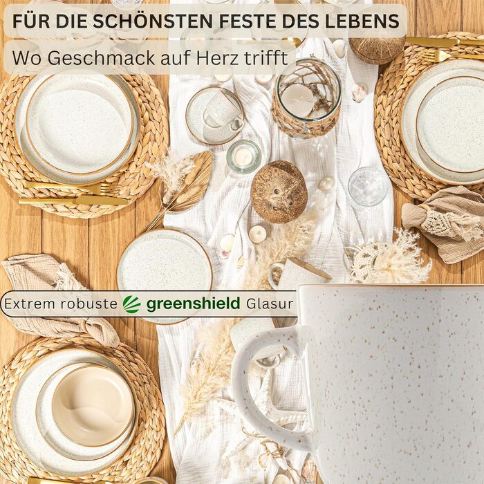 Набір кавових чашок SÄNGER Rio Creme (6 шт.) з кераміки, 430 мл. Керамічні чашки для кави та чаю, підходять для миття в посудомийній машині та використання в мікрохвильовій печі.