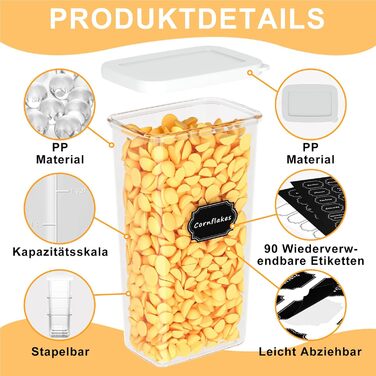 Герметичні контейнери для зберігання продуктів з кришкою (12 шт., до 1,8 л)