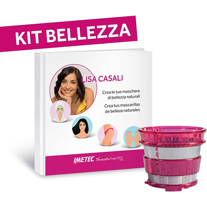 Професійний холодний соковитискач Imetec Succovivo Pro 2000 з повільною пресою, 48 обертів/хв, 2 фільтри, аксесуари для граніти та сорбеті, набір для косметичних масок, чорний