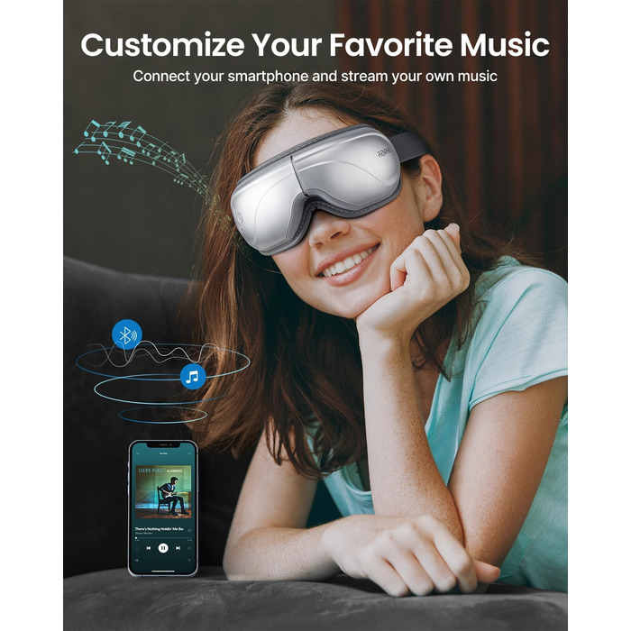 Масажер для очей RENPHO Eyeris 2 з підігрівом та вібрацією - для релаксації та покращення сну, сріблястий