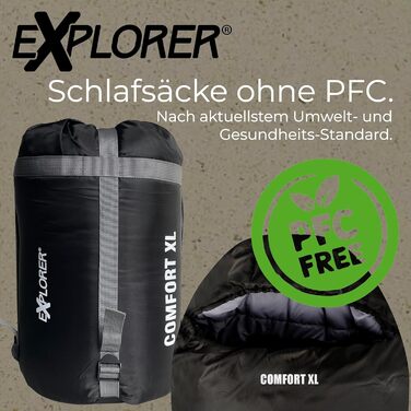 Спальний мішок EXPLORER Comfort XL 3-4 сезони, до -23°C, 350GSM, мумія, для дорослих, 230x85x70 см, для кемпінгу, трекінгу, подорожей