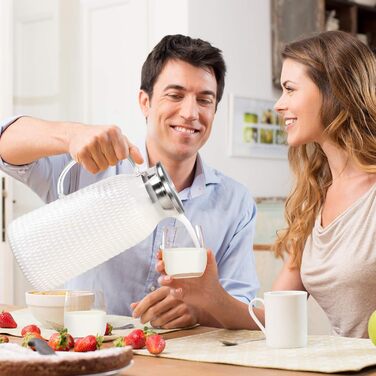 Скляна карафа Aofmee 2 літри з кришкою: для води, соку, айс-ті. Підходить для ресторанів та дому.