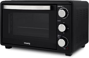 Електрична піч H.Koenig Mini Four 25L: компактна, багатофункціональна, 1500W, 4 режими, таймер, склодвері, решітка-гриль