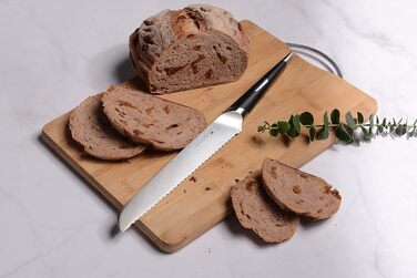Кухонний ніж Гострий ніж для м'яса Професійно кований імпортний високовуглецевий з нержавіючої сталі з красивим магнітним тримачем для ножа - Meteorite (8-дюймовий ніж для хліба), 7 ножів сантоку