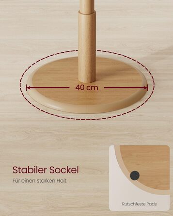 Стійка для одягу VASAGLE, дерев'яна, для вішалок та аксесуарів, 8 гачків, для прихожей, RCR010B01 (натуральний беж)