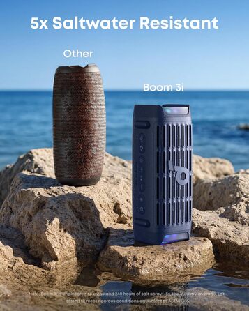 Soundcore Boom 3i від Anker – портативна Bluetooth колонка, водонепроникна IP68, 50W, 16 годин, світлодіодна підсвітка, TWS Stereo, для риболовлі, каякінгу, кемпінгу (Ozeanblau)