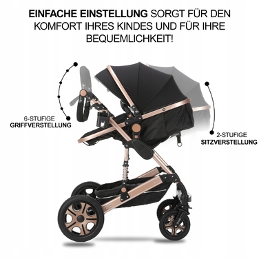 Дитячий візок 3в1: люлька, прогулянкова коляска, автокрісло-переноска