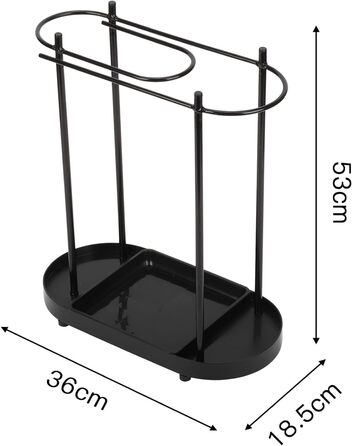 Металева кутова підставка для парасольок 53x36x18.5 см, чорна, з дощовою оболонкою