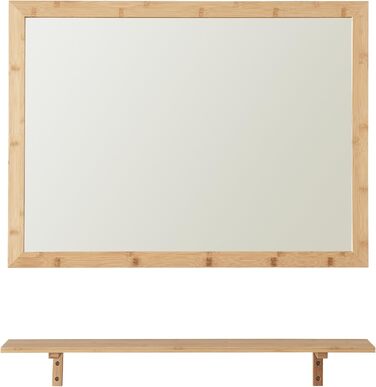 Дзеркало для ванної кімнати з полицею [en.casa] Boksereys, 80 x 60 см, бамбуковий каркас, набір