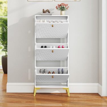 Шафа для взуття DWVO з 3 висувними ящиками, регульована перегородка, для прихожого, вітальні, біла