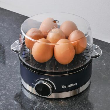 Електричний яйцеварка TERRAILLON New Moon, 7 яєць, 410 Вт, таймер, нержавіюча сталь, блакитний