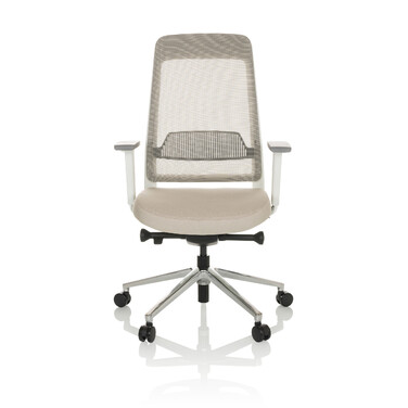 Офісне крісло / поворотне крісло CHIARO T2 WHITE сітка / тканина сіра / бежева hjh OFFICE