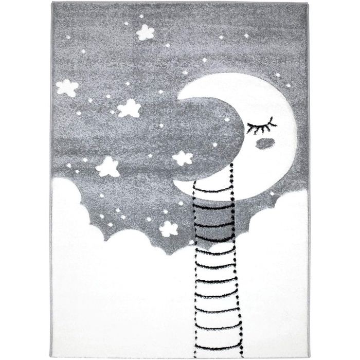 Дитячий килимок MyShop24h, килимок для дитячої кімнати, дитяча мрія Місяць, розмір в см Колір (120 х 170 см, сірий)