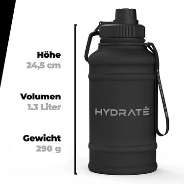 Герметична пляшка для води з нержавіючої сталі HYDRATE 2,2 л з ремінцем