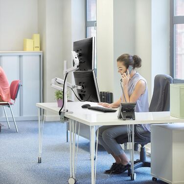 Кріплення для монітора Ergotron LX Dual Stacking Arm, Tall Pole, білий
