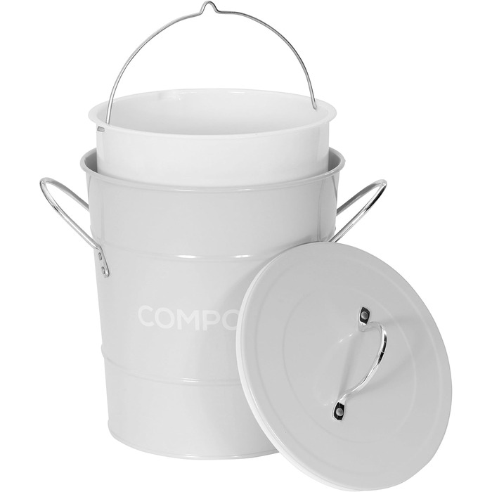 Контейнер для компосту для кухні, металевий, інструкції з компостування в комплекті сірий