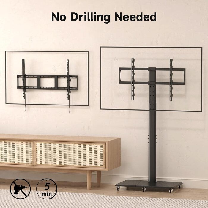 Підставка для телевізора на колесах, регульована по висоті, для екранів 42-70 дюймів, до 40 кг, VESA 600x400 мм