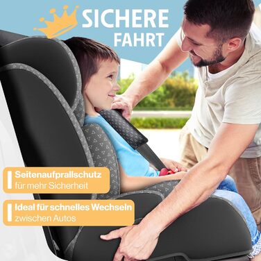 Автокрісло KIDIZ® Triangle Premium: 9-36 кг, 1-12 років, група 1/2/3, Isofix, ECE R129/03, антрацит