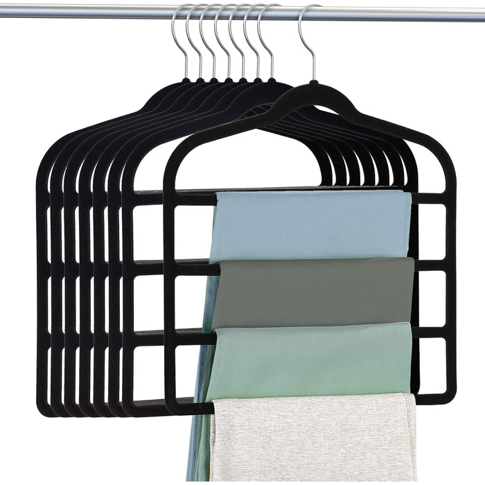 Набір вішалок для штанів DUDUCOFU (6 шт.) з ABS та велюровим покриттям, чорного кольору