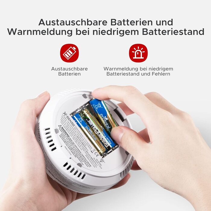 Виявник CO X-Sense з цифровим дисплеєм, датчик вуглекислого газу, 10 років служби, акумулятор замінюється, сертифікат EN 50291, CO03D автономний