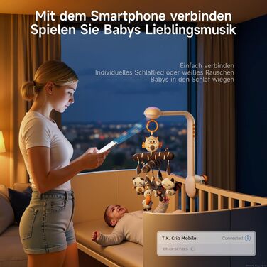 Мобіль для ліжечка TUMAMA 3 в 1 з проєкцією та музикою, іграшки для малюків від 0 до 12 місяців