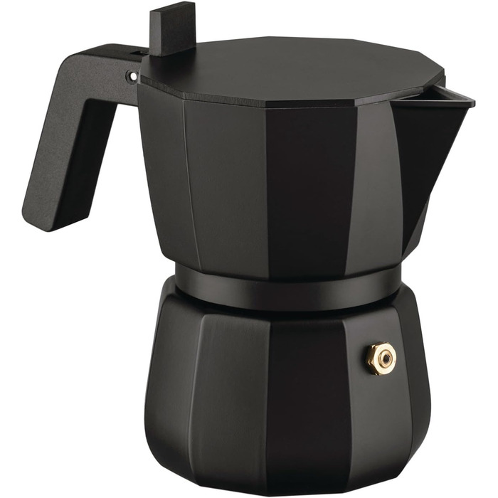 Кавоварка мока Alessi Moka DC06/6 B - 3 чашок, чорний колір, з алюмінію, дизайн