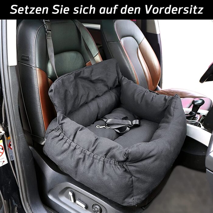 Автомобільне сидіння і ліжко NIBESSER 2-в-1 для собак, водонепроникне і нековзне, сидіння-бустер для кішок, знімний чохол і подушка (збільшено-сірий)