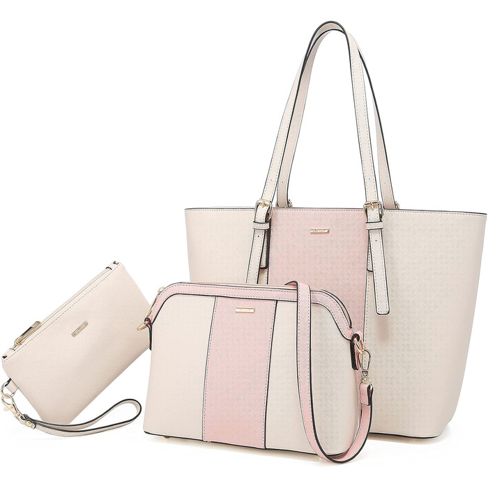 LOVEVOOK Набір сумок для жінок: гаманець, сумка через плече, сумка з ручкою, 3 шт., рожевий Y