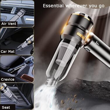 Ручний бездротовий пилосос 25000 Па з HEPA-фільтром, потужний акумуляторний пилосос для автомобіля та дому, чорний