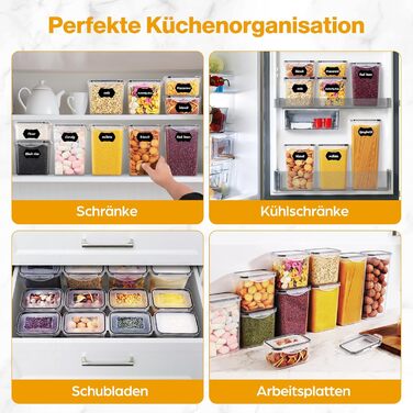 Набір контейнерів для зберігання продуктів YASHE 24 шт. з кришкою, герметичні, BPA-free, для сухої їжі, мюслі, борошна та цукру