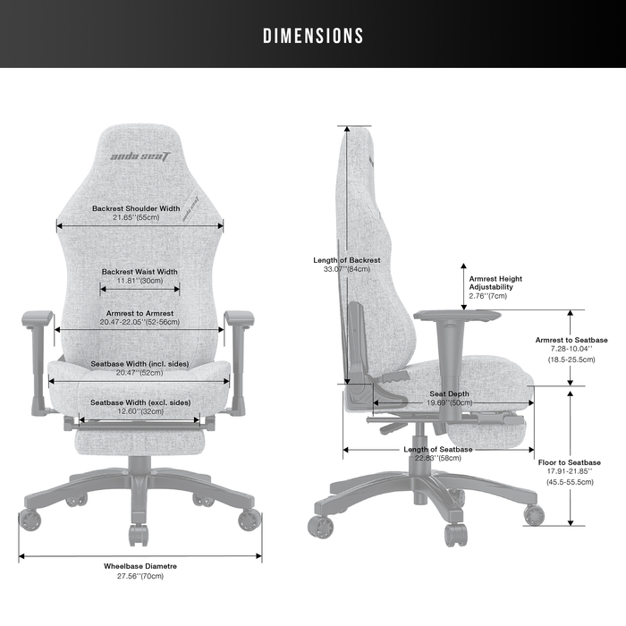 Крісло ігрове Anda Seat Luna Pro Gray Fabric Size L