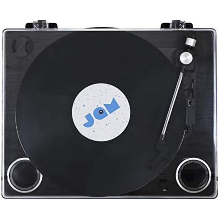 Вініловий програвач Bluetooth Jam Play, 3 швидкості, з конвертацією у MP3, чорний, з кришкою, AUX та виходом для навушників
