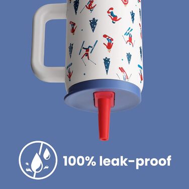 Термокружка-пляшка 900 мл з нержавіючої сталі з ручкою та трубочкою – BPA-free, з подвійними стінками, не протікає – для подорожей, офісу, університету, спорту та як подарунок. Підходить для катання на лижах.