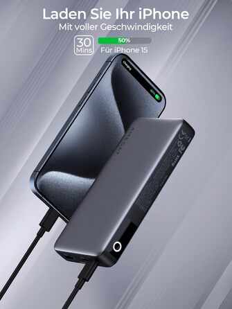 МАг, швидка зарядка 30 Вт, USB C, сумісний зі смартфонами, планшетами, ноутбуками, 20000