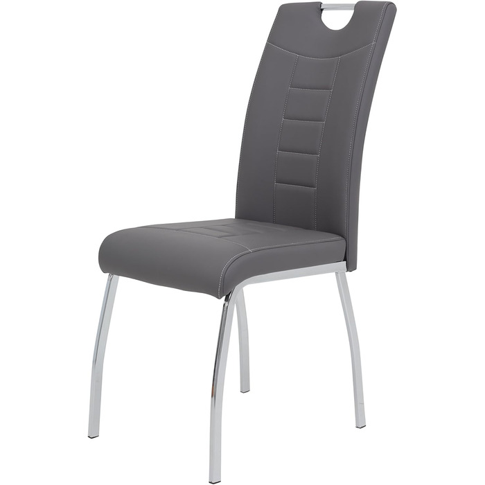 Стілець для їдальні Andrea, штучна шкіра, хромоване коліщатко, сірий (2 шт., 100x43x64 см)