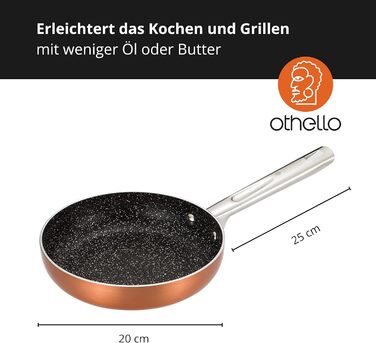 Сковорода Othello Ø 20 см міцне антипригарне покриття для всіх типів варильних поверхонь кругла алюмінієва сковорода з ручкою з нержавіючої сталі смаження з низьким вмістом жиру 60 символів