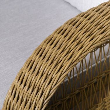 Крісло-гойдалка в бохо-стилі, з PE-ротангу, ротангове крісло-гойдалка, знімні чохли для подушок, Натуральний + світло-сірий