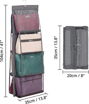 Організатор для сумок Winter Shore упаковка 2 - Складаний та підвісний - 8 прозорих відділень - Надміцні гачки (50 символів)
