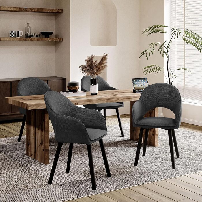 Елегантні кухонні стільці з підлокітниками (2 шт.) - бежевий, дерево, поліестер