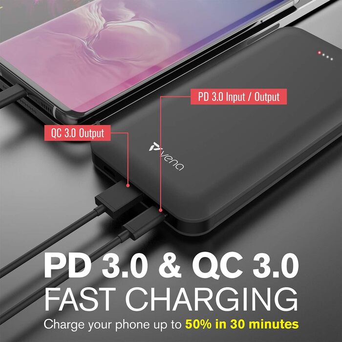 Вт PD & QC 3.0, 4 виходи 2 входи швидкий зарядний пристрій, 10000mAh PD, USB-C & MFI Lightning, 18