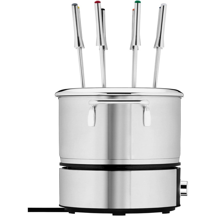 Електричний набір для фондю WMF Lono на 8 осіб: регулювання температури, індукційний горщик 1.2л, з нержавіючої сталі, з тримачем для виделок