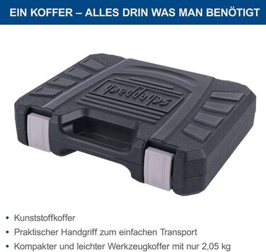 Набір інструментів Scheppach 97 предметів у пластиковому кейсі: викрутки, біти, шестигранники з гумовими ручками